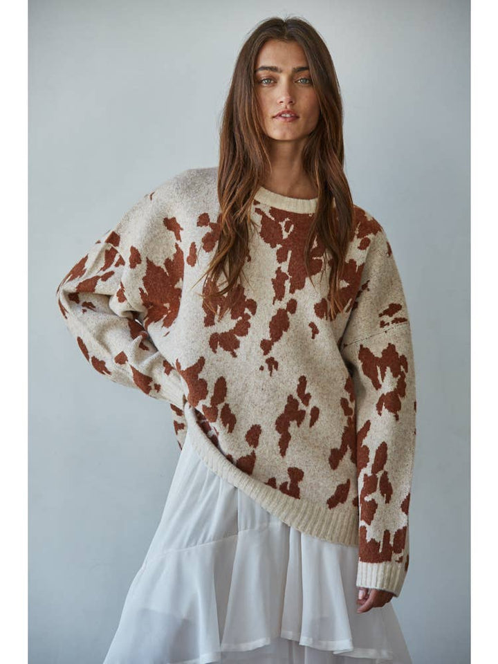 Cowhide Print Sweater