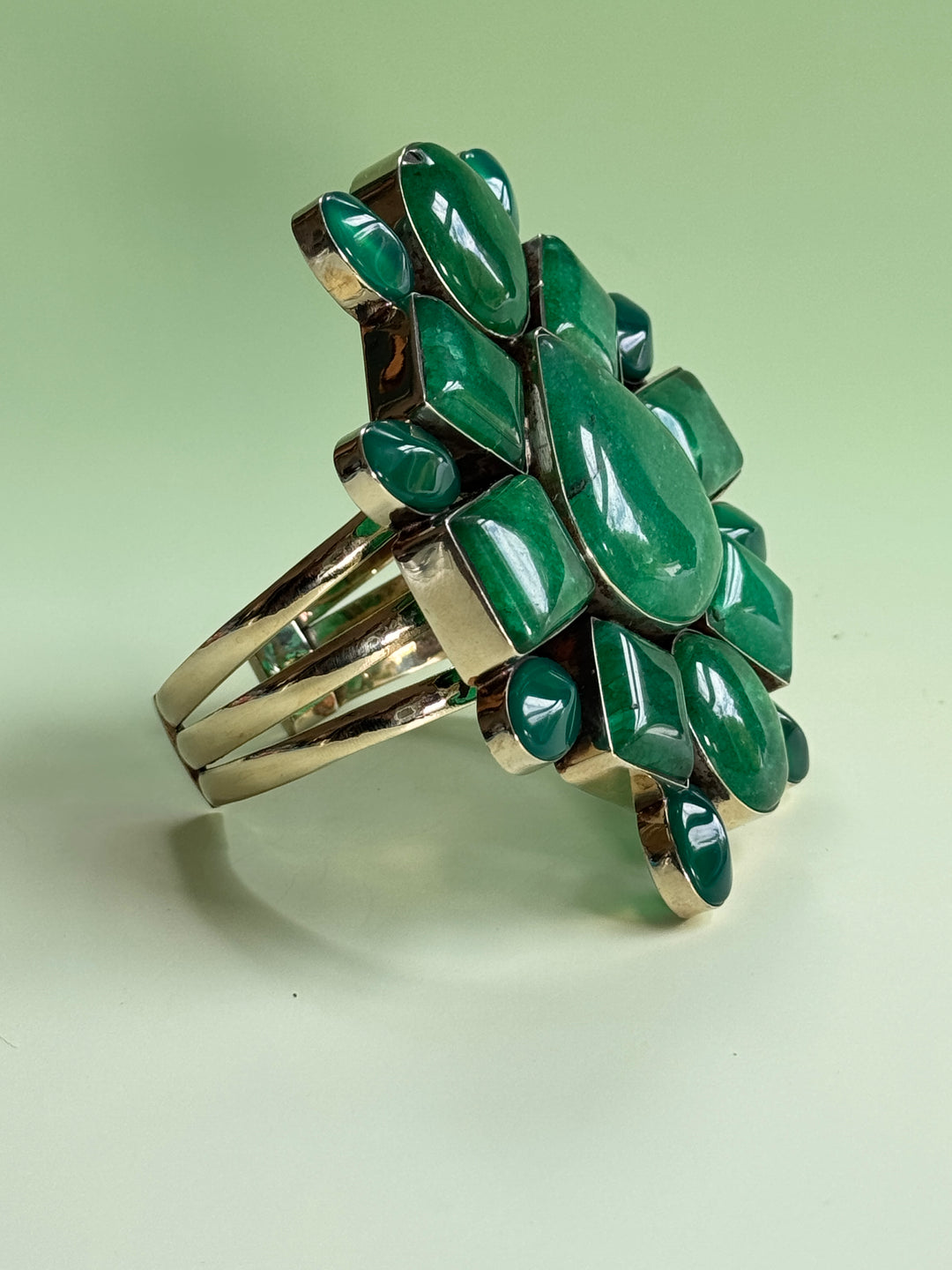 Green Onyx Cluster Statement Cuff