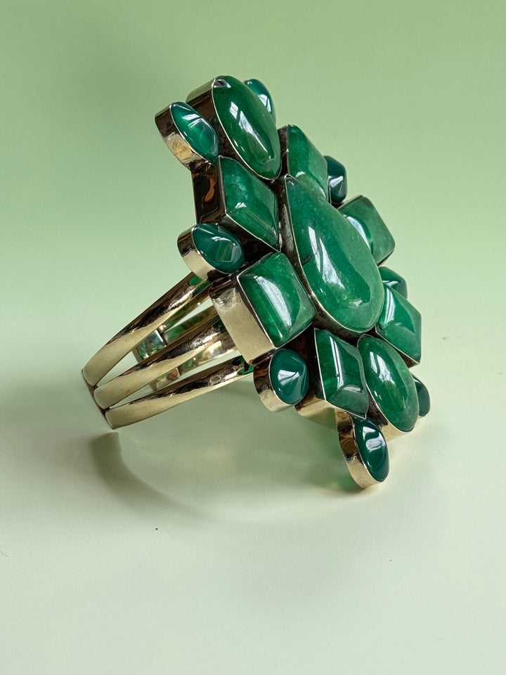 Green Onyx Cluster Statement Cuff