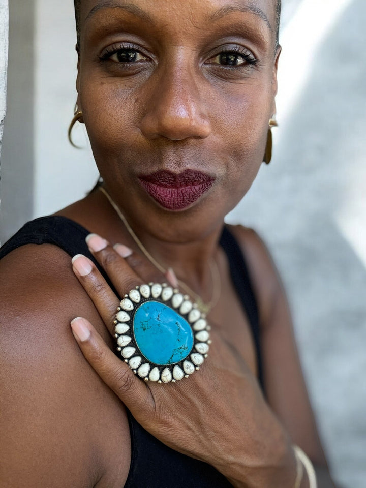 Howlite Marquis Ring