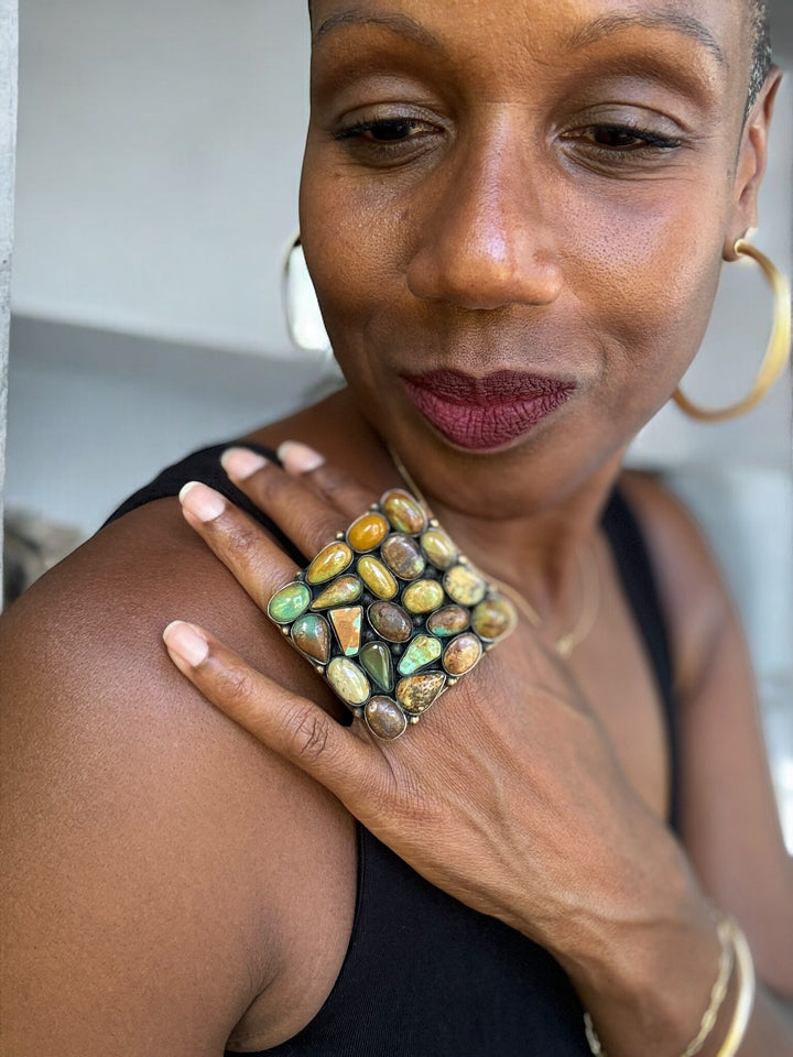 Turquoise Grid Rings