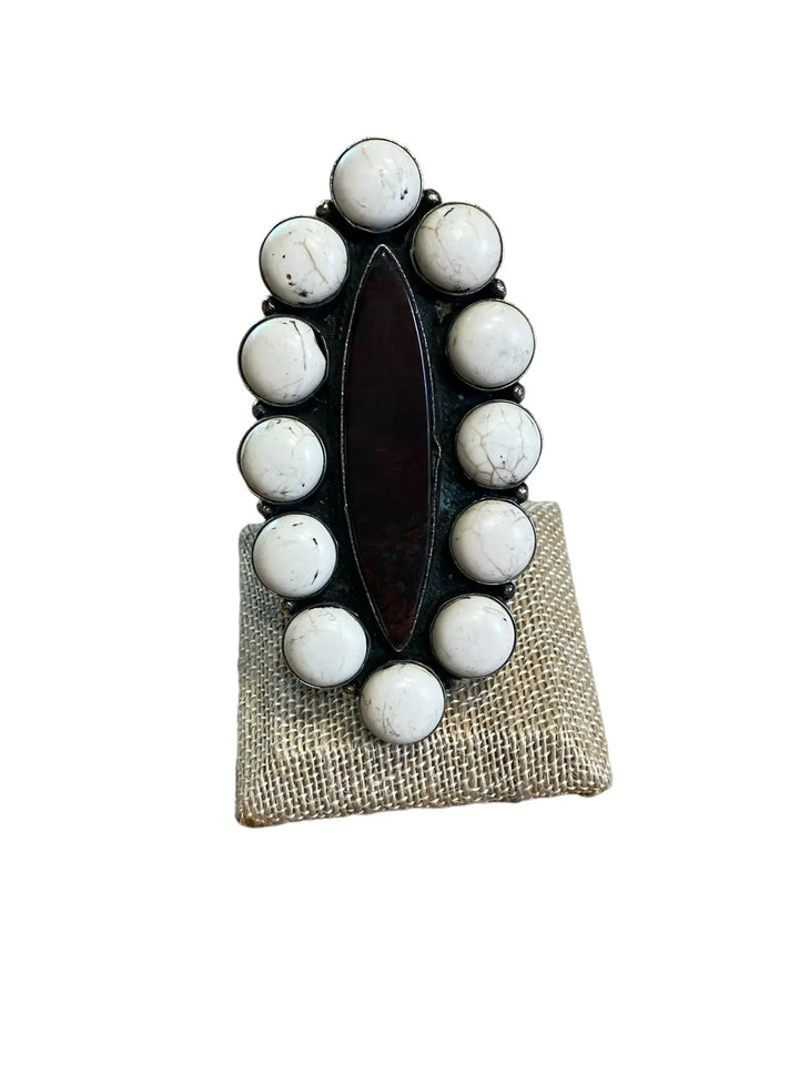 Howlite Marquis Ring