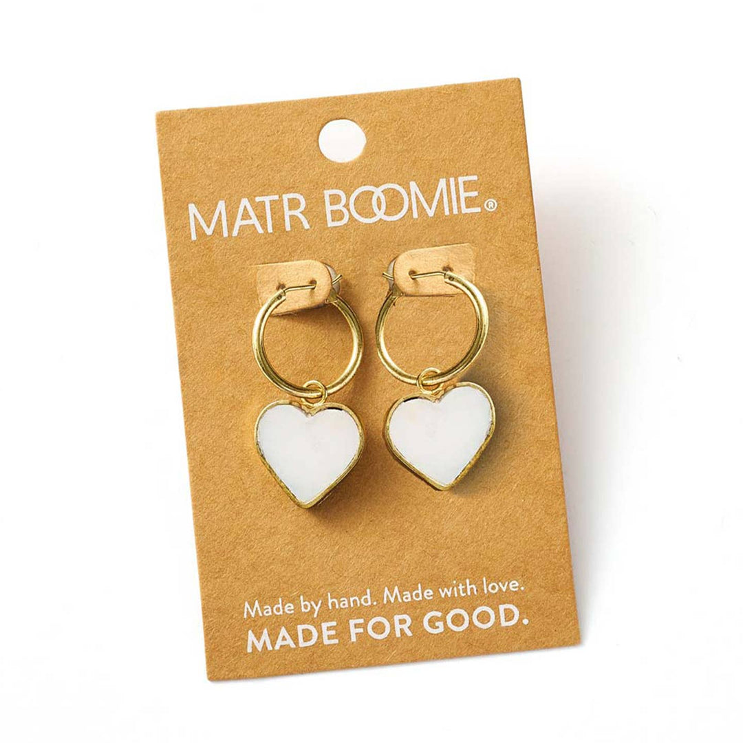 Rajani Hoop Heart Mother Of Pearl Earrings