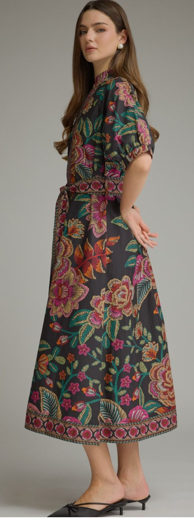 Puff Sleeve Midi Dress