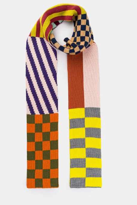 Pattern Patch Skinny Knit Scarf  Desert