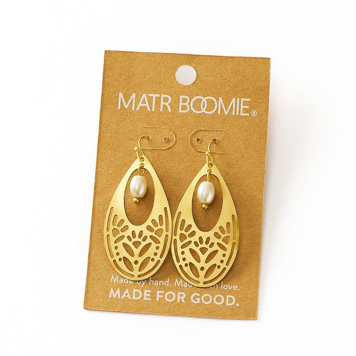 Adhya Cutout Teardrop Pearl Earrings