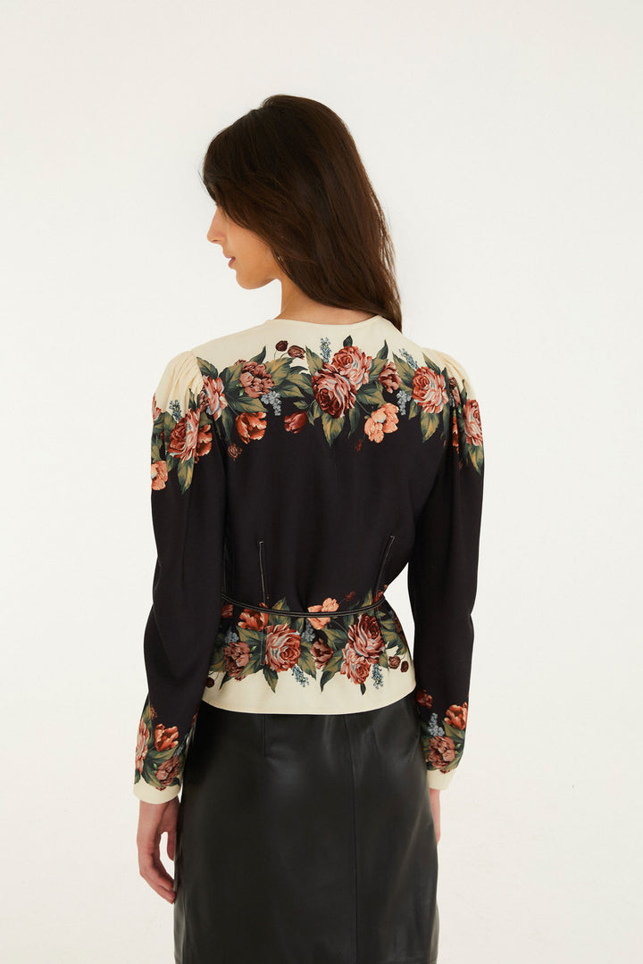 Winter Floral Long Sleeve Blouse