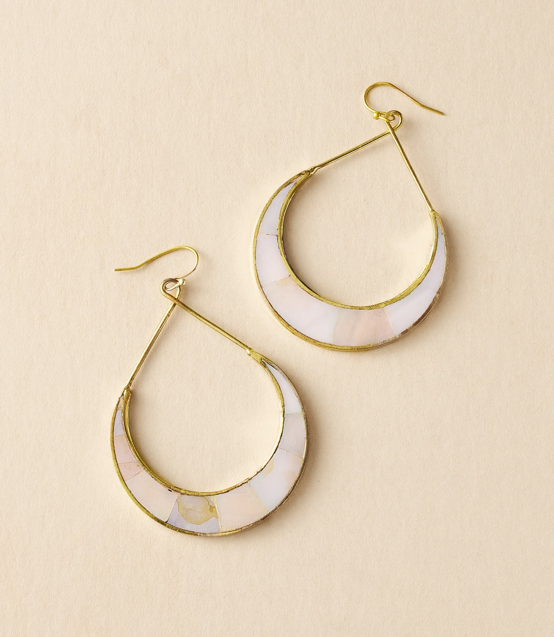 Rajani Crescent Mother Of Pearl Hoop Earrings