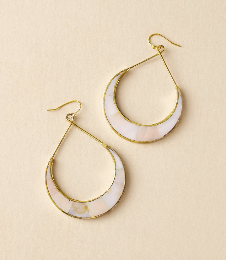 Rajani Crescent Mother Of Pearl Hoop Earrings