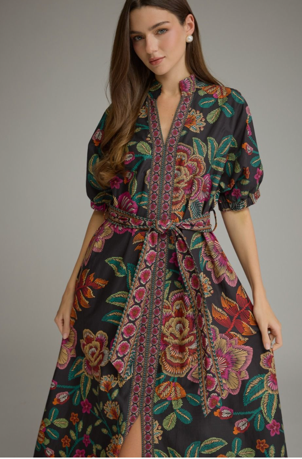 Puff Sleeve Midi Dress