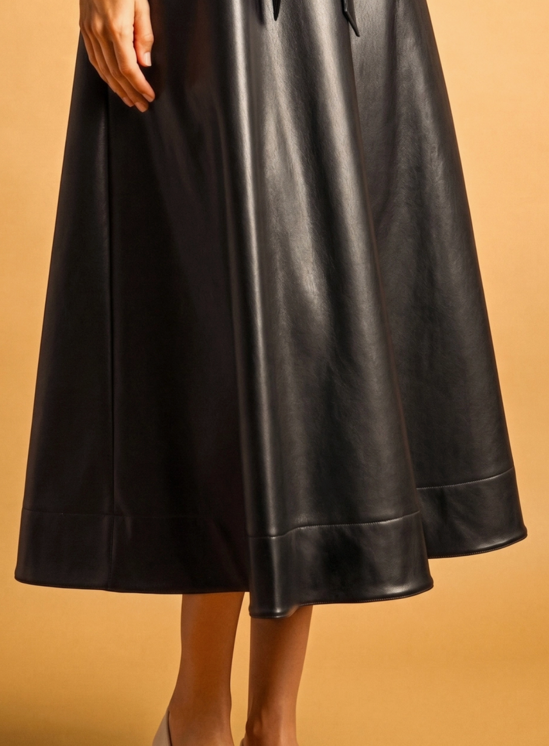 Faux Leather Sleeveless Midi Dress