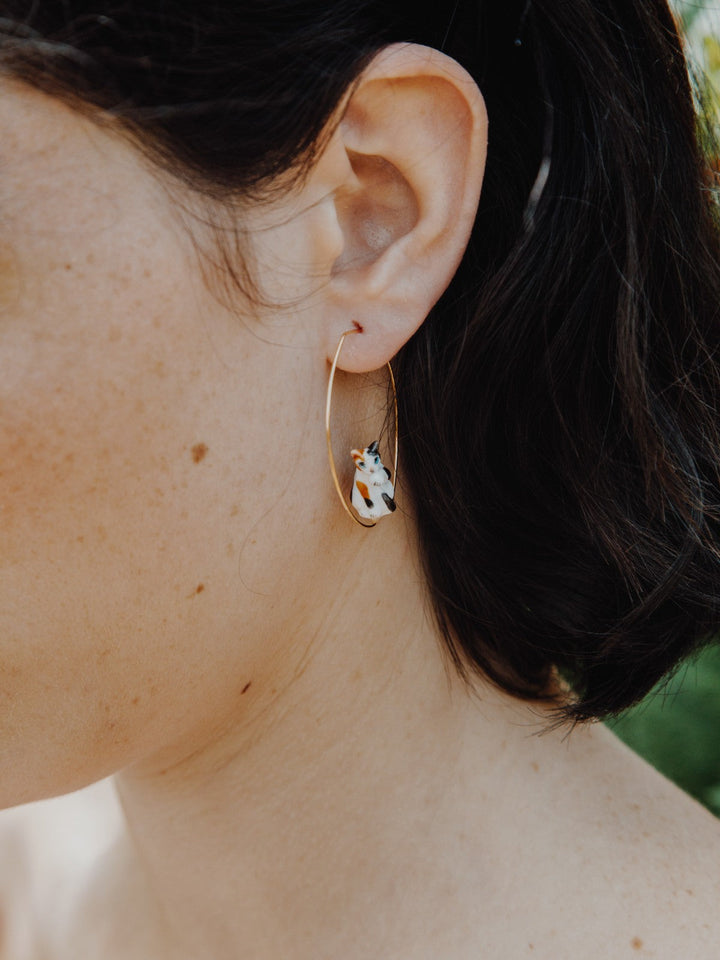 Sitting Cat Hoop Earrings