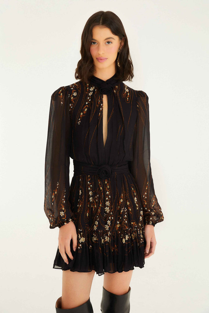 Garden Black LS Mini Dress