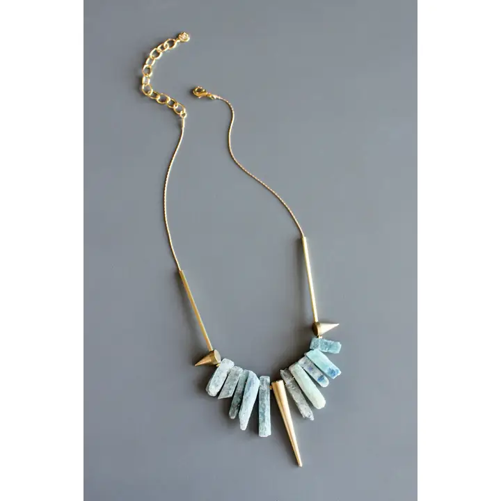 Kyanite + Brass Geo Necklace