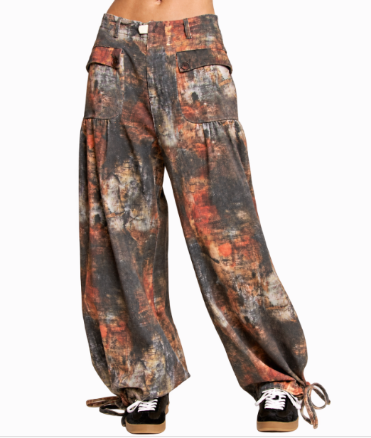 Tie Dye Denim Balloon Pants