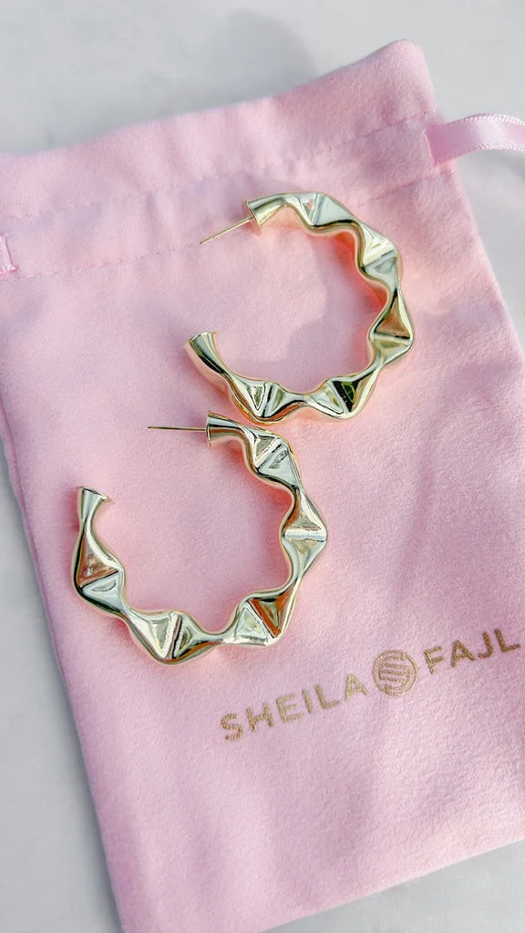 Large Gold Wrinkled Hoops