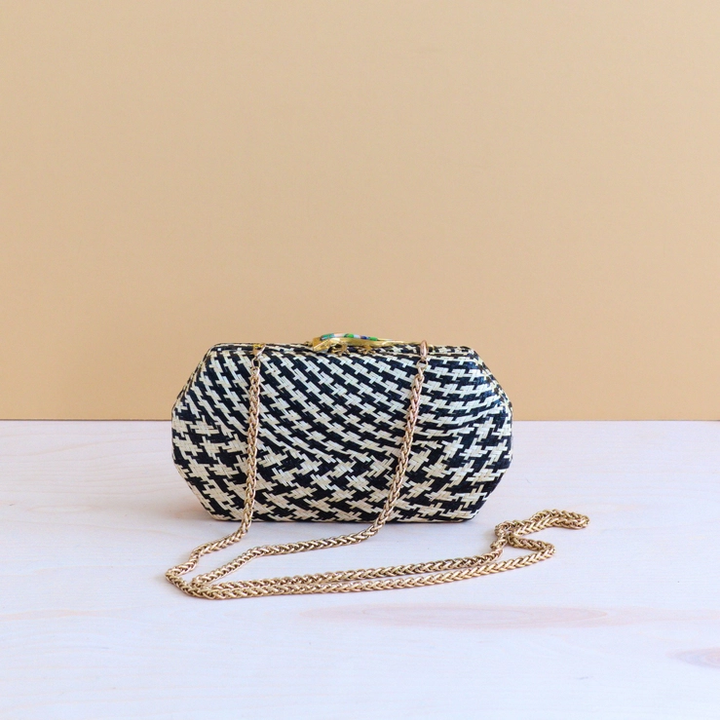 Black Houndstooth Hex Gekko Clutch