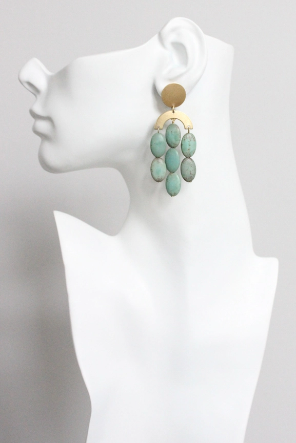 Turquoise Statement Artdeco Post Earrings