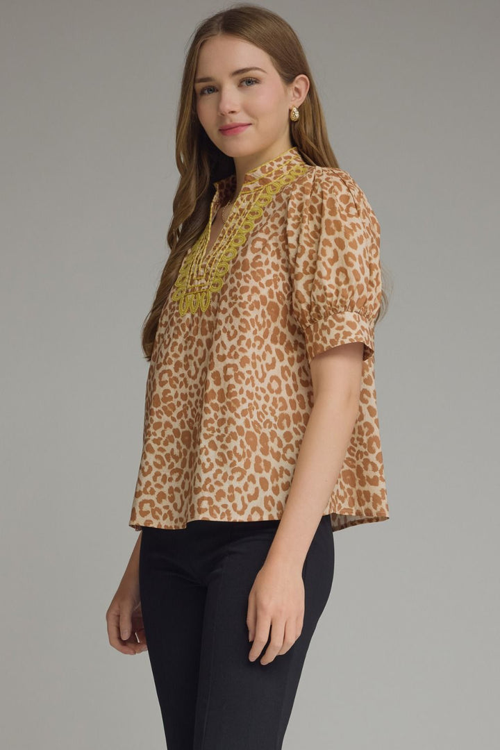 Soft Cheetah V-Neck Top