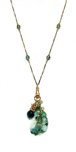 Hand Jade Cluster Necklace