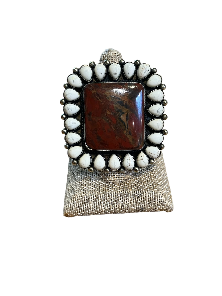 Howlite Marquis Ring