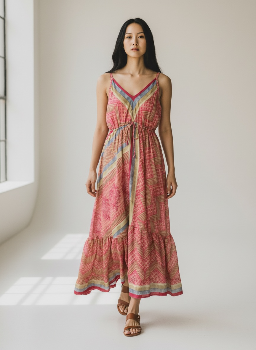 Up-cycled Silk Spaghetti Strap Dress
