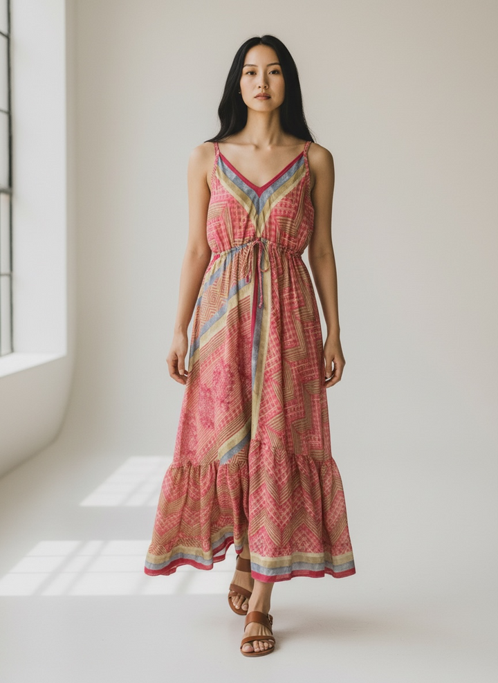 Up-cycled Silk Spaghetti Strap Dress