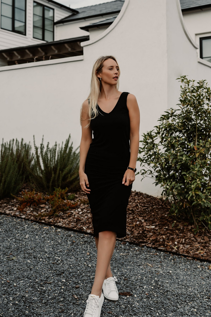 Basic V/Scoop Midi Slip Dress One Size