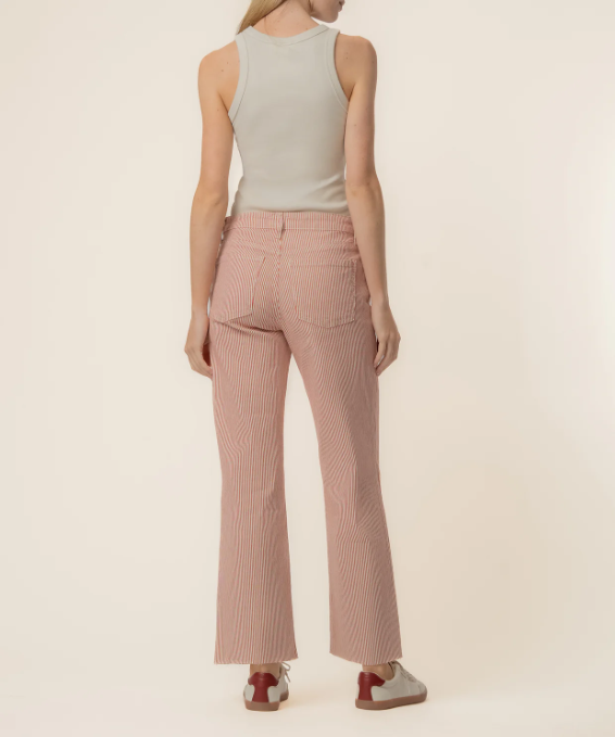 Charlotte Hi Wide Striped Raw Hem Jeans