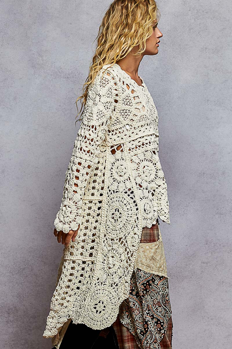 High Lo Crochet Sweater