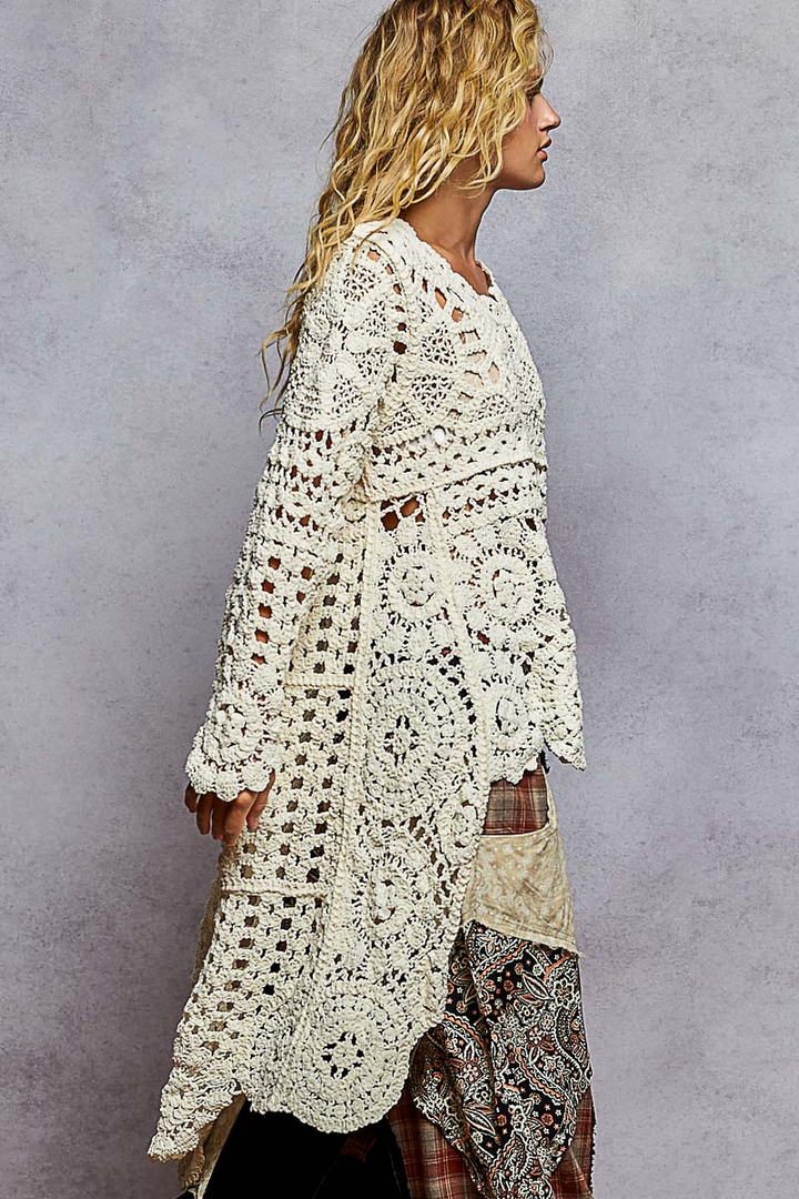 High Lo Crochet Sweater