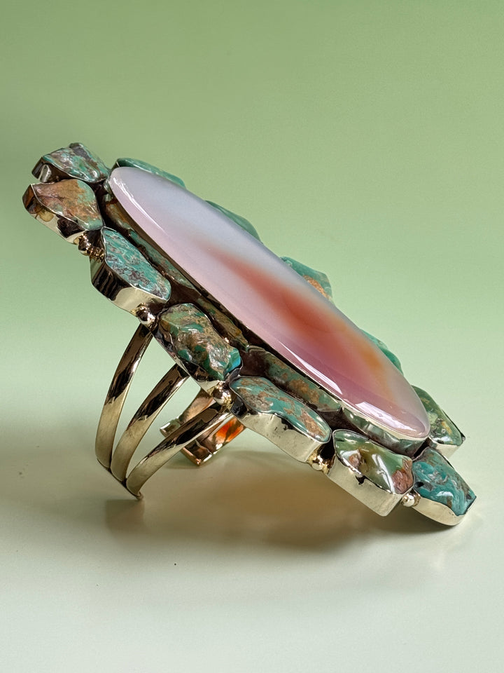 Turquoise Moss Agate Statement Cuff