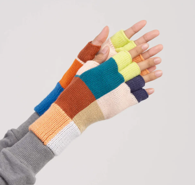Color Patch Fingerless Gloves