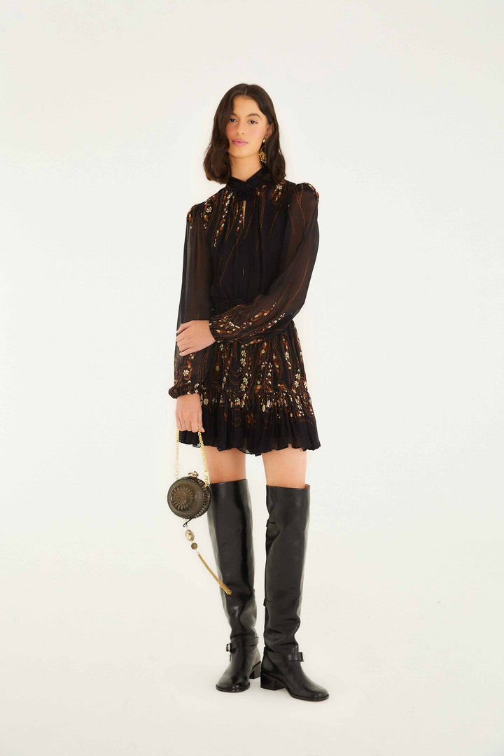 Garden Black LS Mini Dress