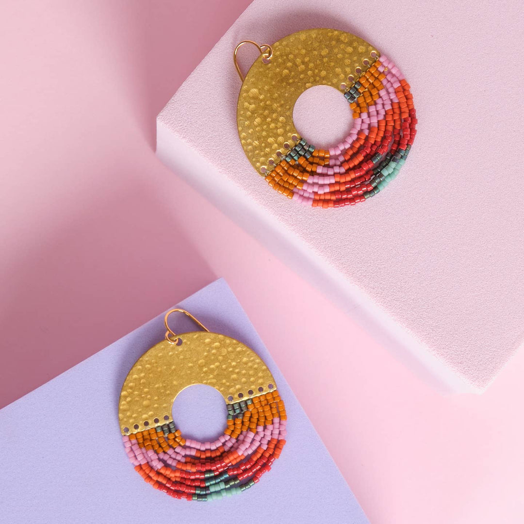 Organic Circular Fringe Earrings