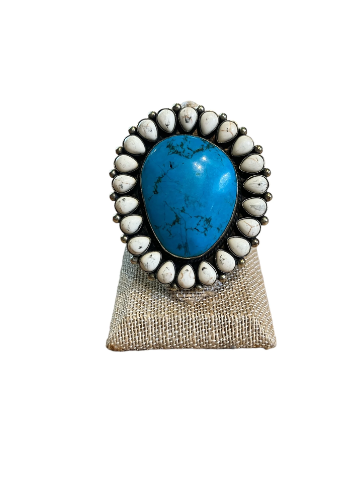 Howlite Marquis Ring
