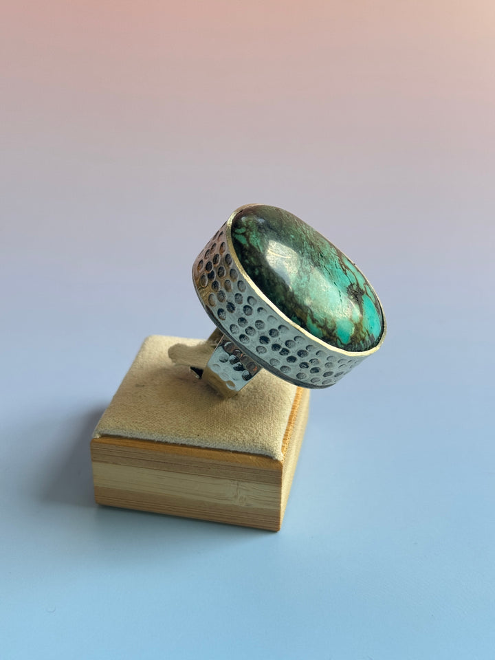 Turq Oval Adj Ring