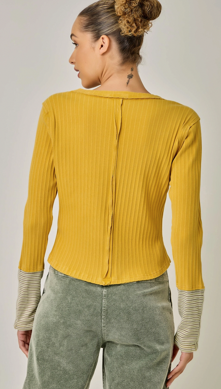 Washed V Neck Top