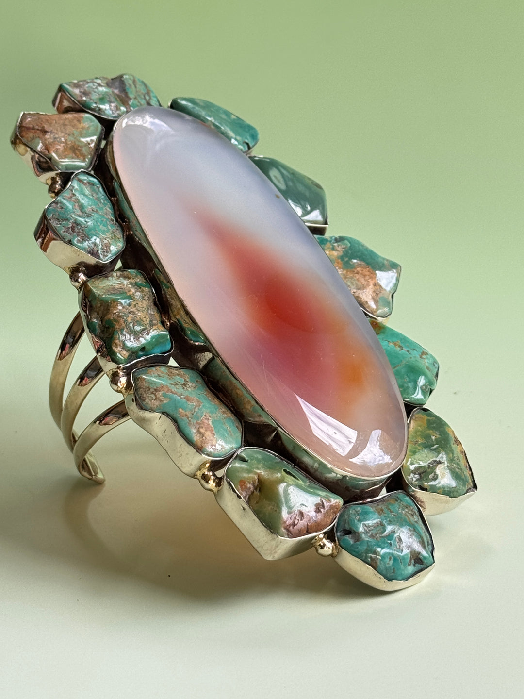 Turquoise Moss Agate Statement Cuff