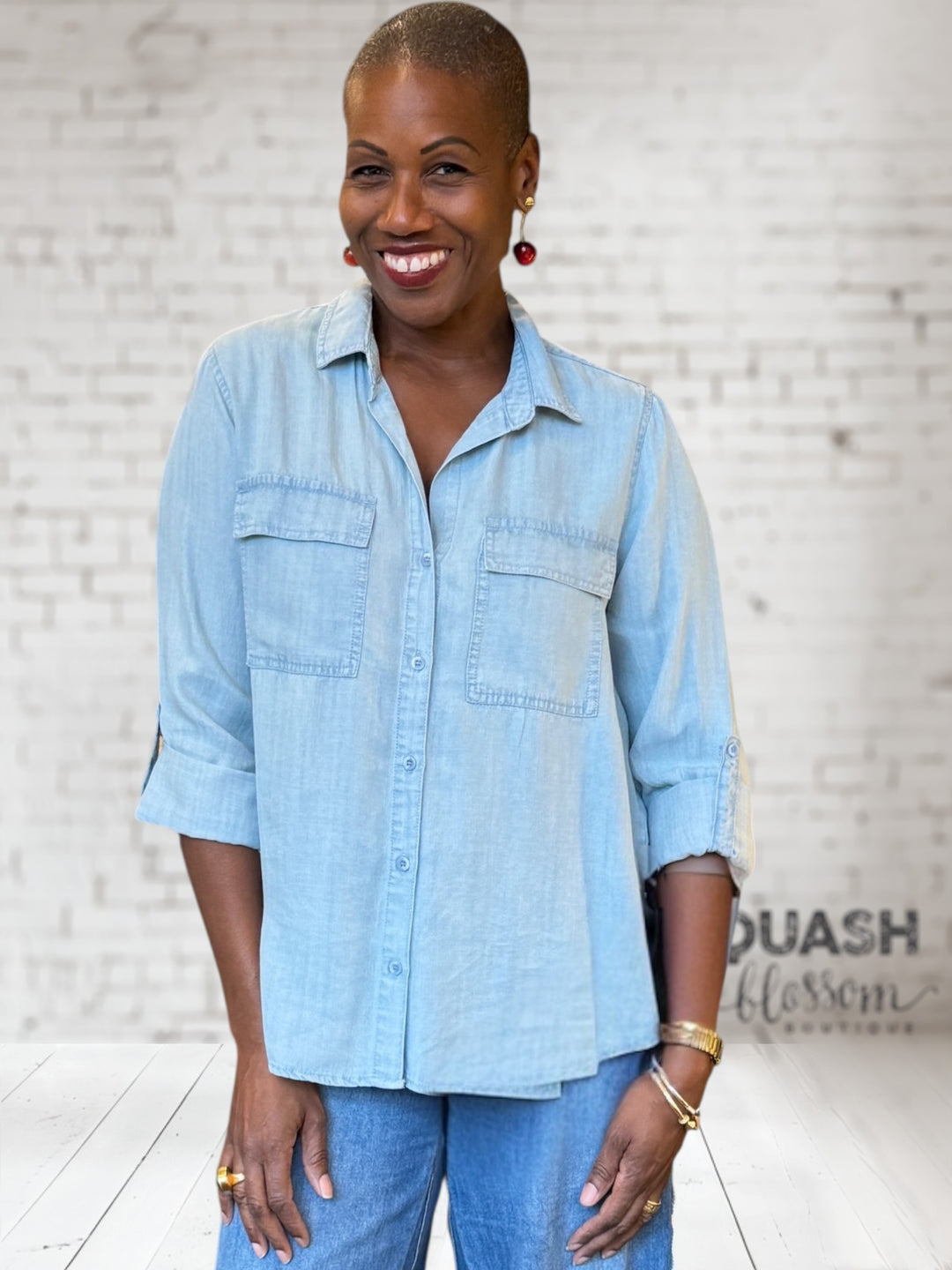 Talma Pocket Button Top