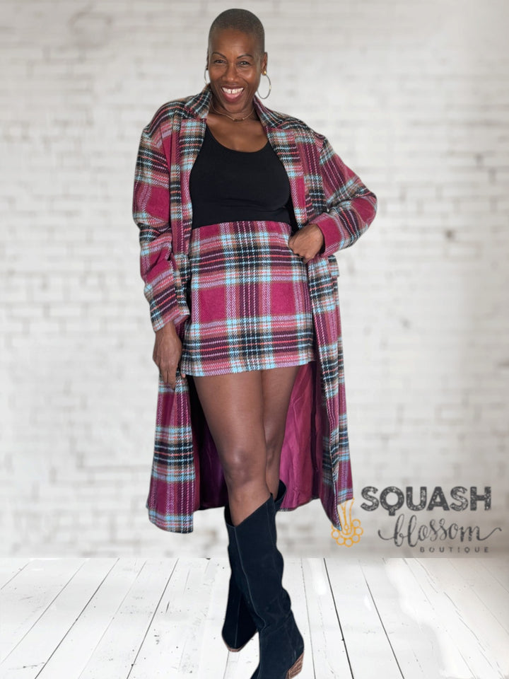 Plaid Wool Long Coat