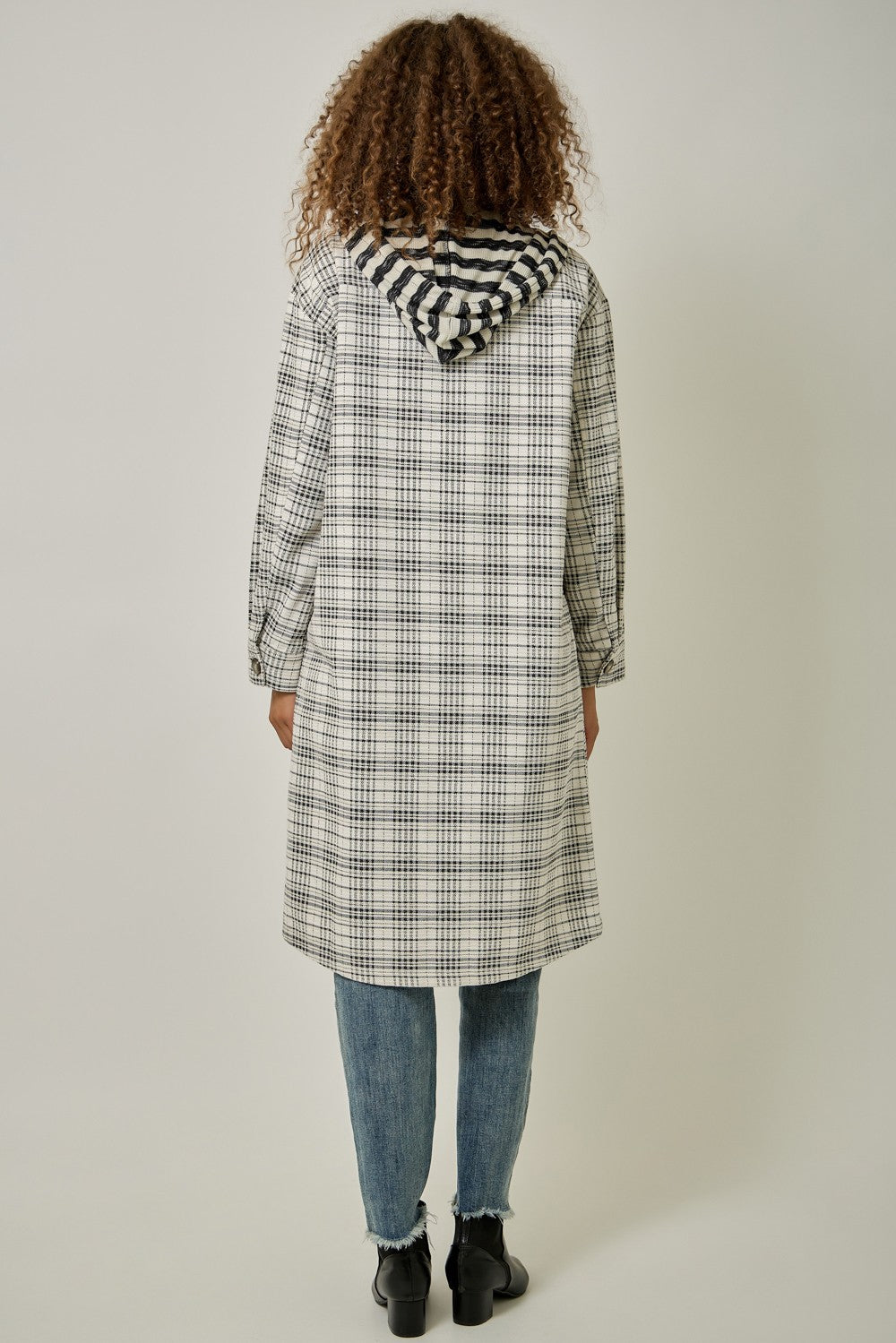 Twofer Hoodie Plaid Coat