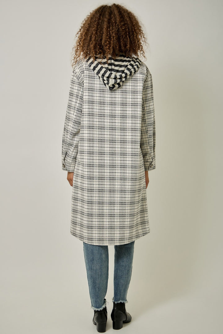 Twofer Hoodie Plaid Coat