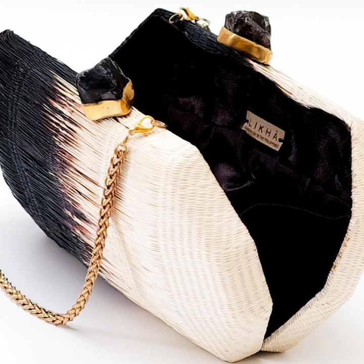 Black White Ombre Hex Geode Clutch