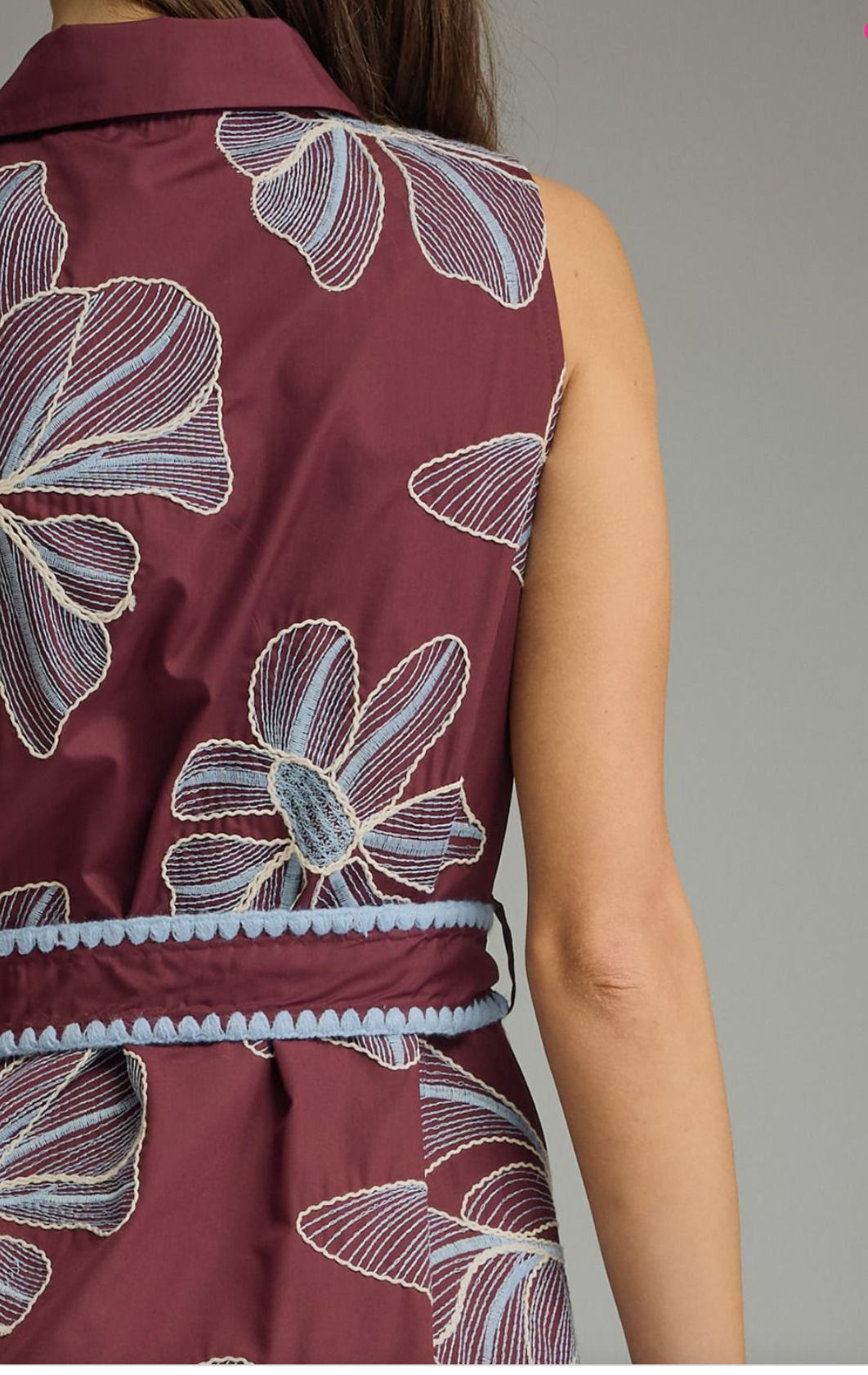 Belted Embroidered Print Dress