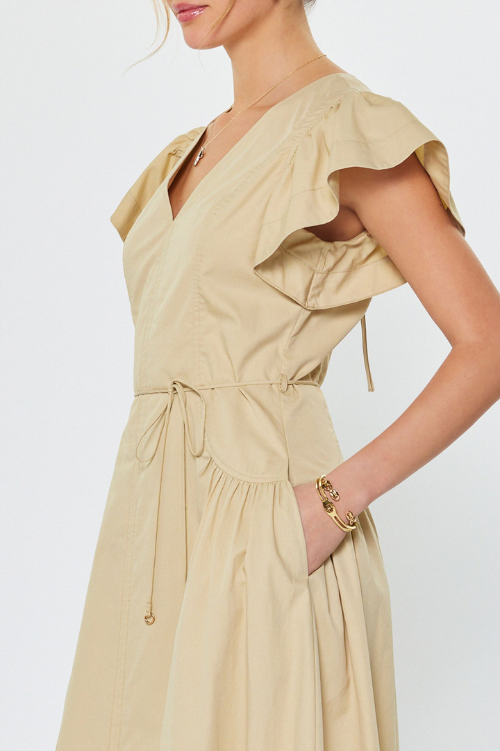 Corsetted Ruffle Sleeve Dress