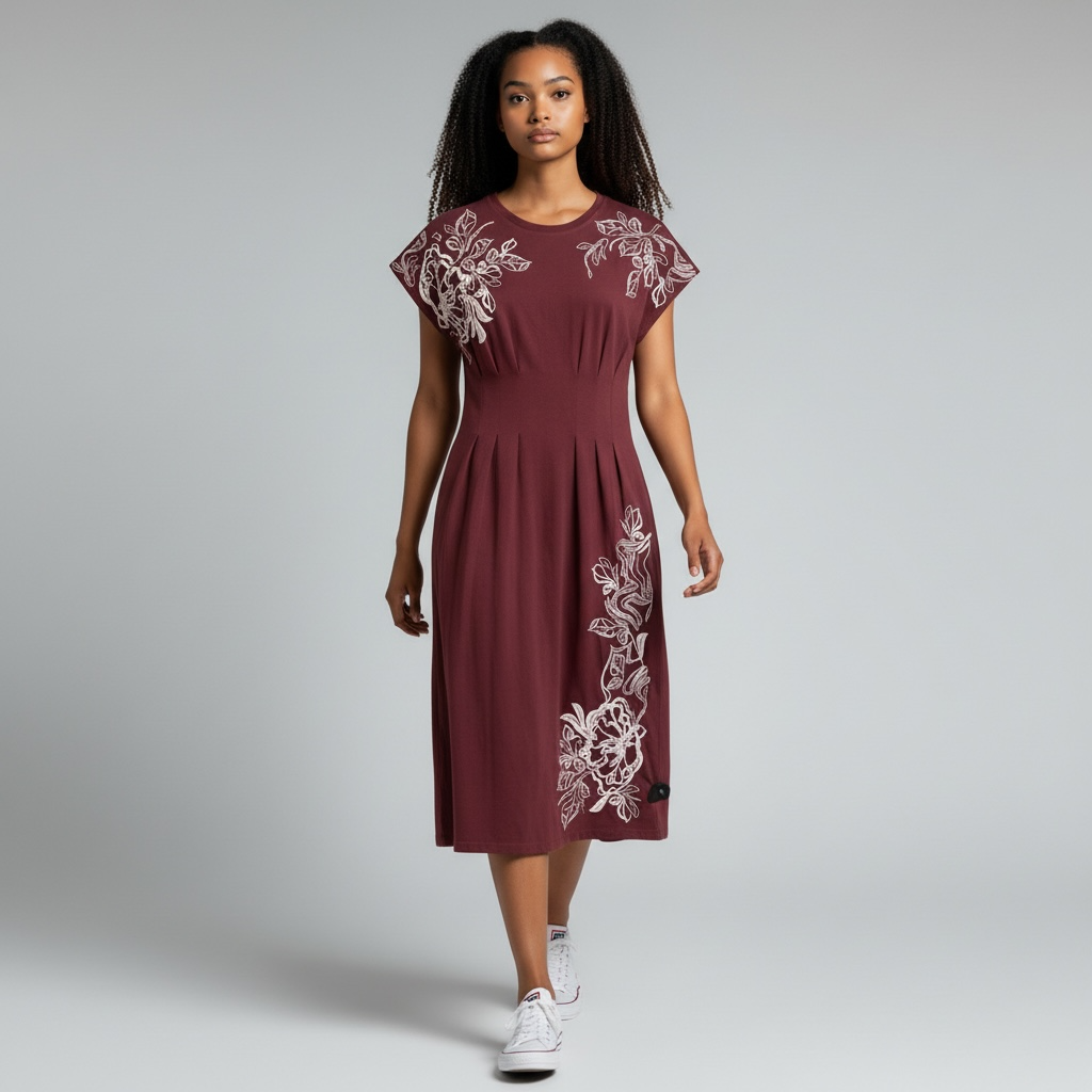 Pleated Waist Knit Dress
