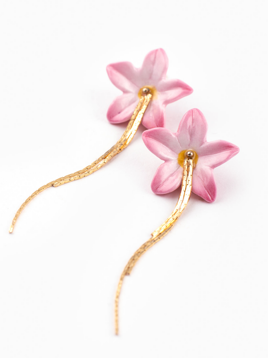 Pink Lily with Fringes Earrings