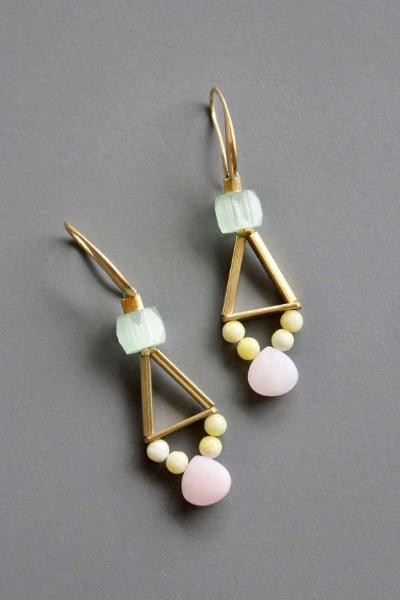 Pink + Yellow Geometric Earrings