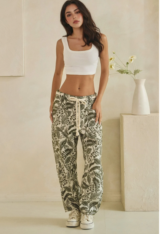 Fern Jacquard Barrel Pants